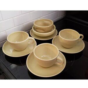 9-pc Russel Wright Iroquois Casual China Yellow Avocado Teacup Saucer Set MCM